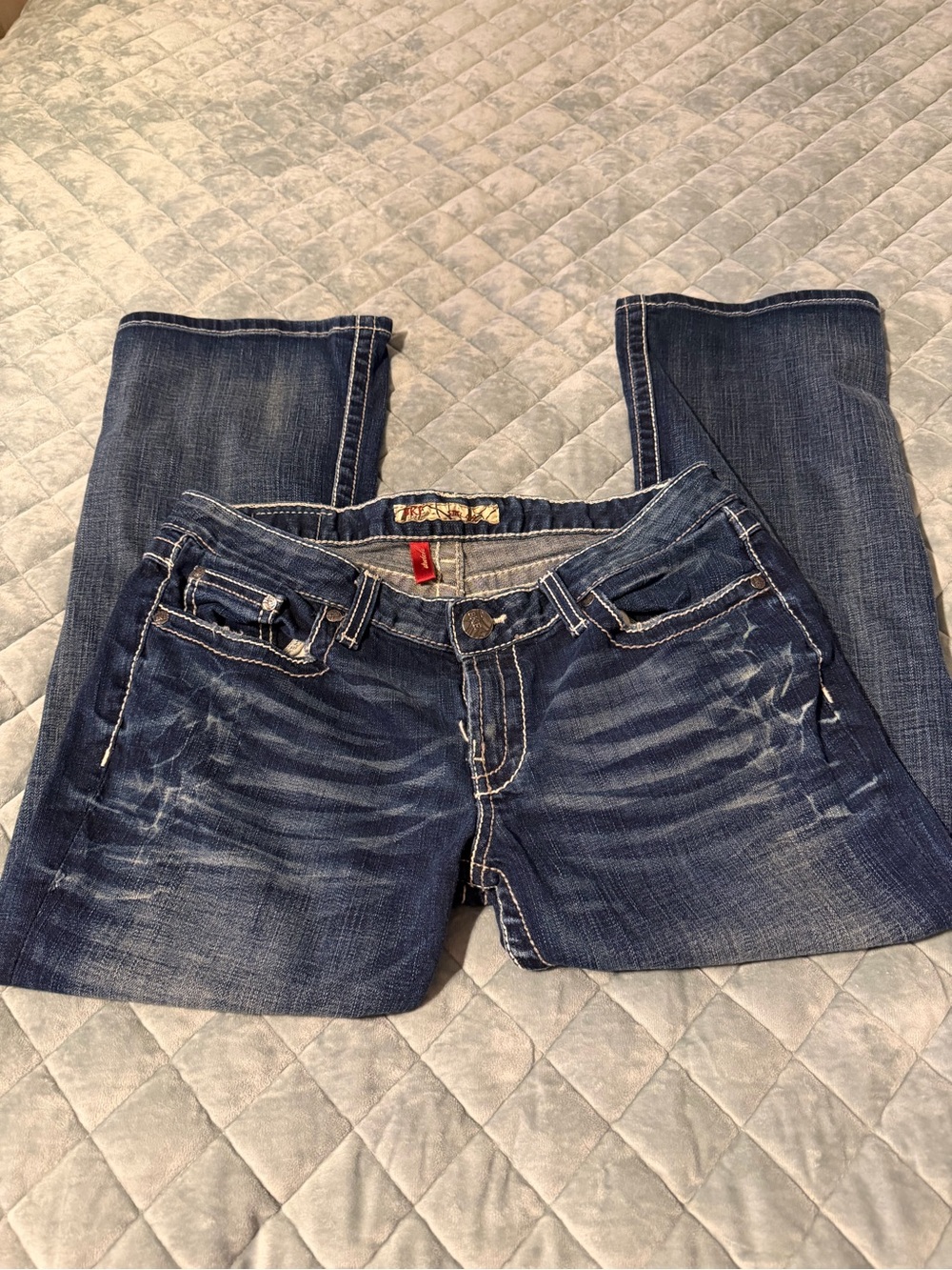 BKE Stella Bootcut Distressed Jeans with Thick Contrast Stitching - size 31